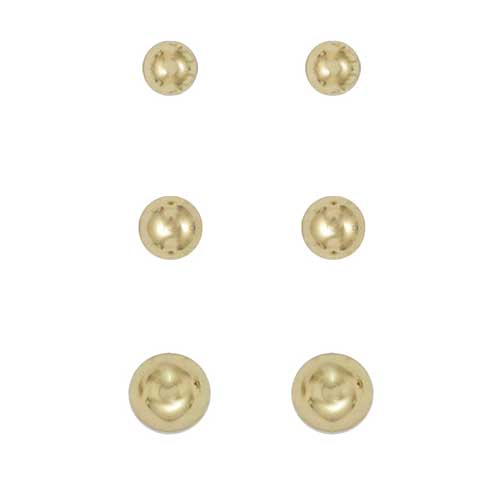 Freedom 3pr. Gold-Tone Ball Stud Earrings