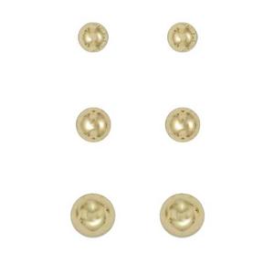 Freedom 3pr. Gold-Tone Ball Stud Earrings