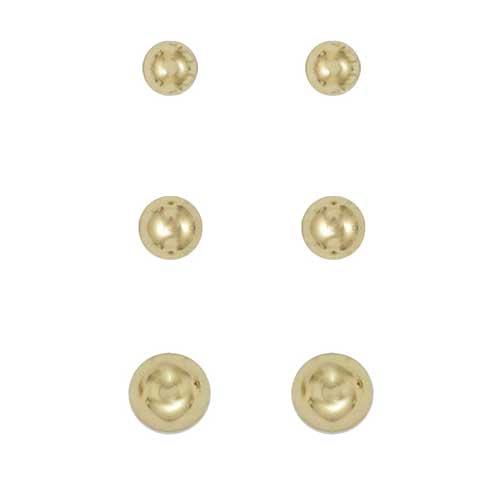 Freedom 3pr. Gold-Tone Ball Stud Earrings