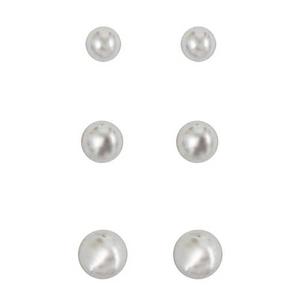 Freedom 3pr. Silver-Tone Ball Stud Earrings