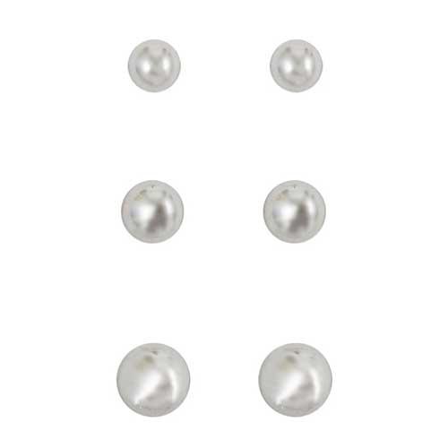 Freedom 3pr. Silver-Tone Ball Stud Earrings