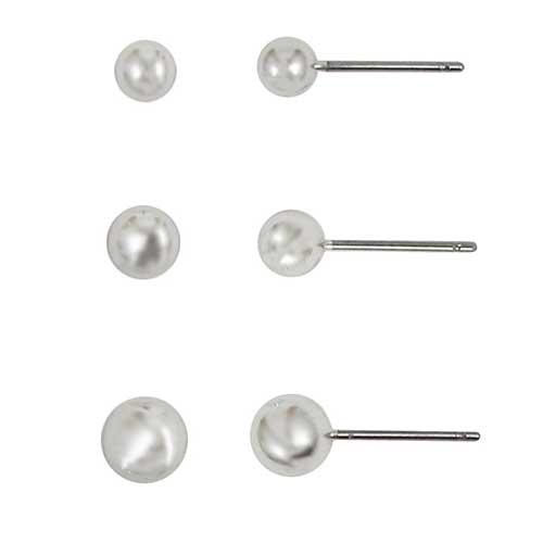 Freedom 3pr. Silver-Tone Ball Stud Earrings alternate view