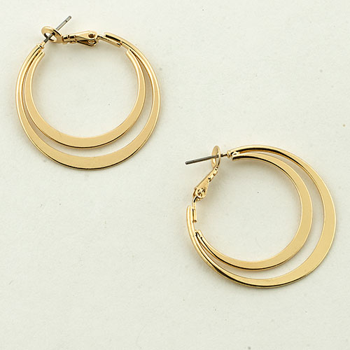 Freedom Nickel Free Double Gold Hoop Earrings