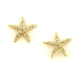 Freedom Nickel Free Gold Starfish Crystal Stud Earrings