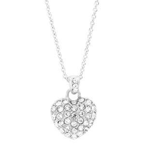 Athra Silver Plated Crystal Puffy Heart Pendant Necklace