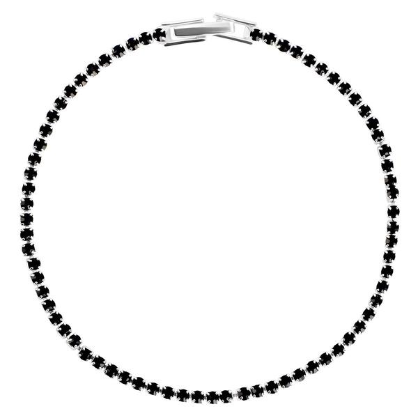 Athra 7in. Silver Plated & Black Crystal Tennis Bracelet