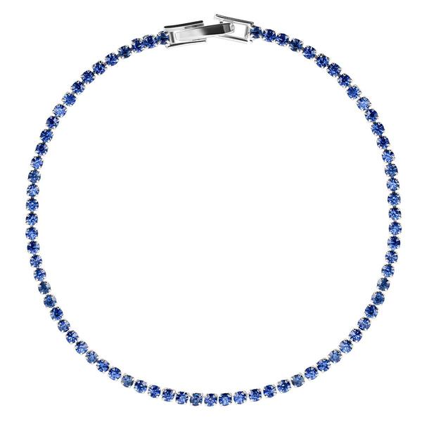 Athra 7in. Silver Plated & Blue Crystal Tennis Bracelet