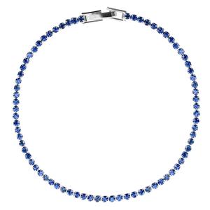 Athra 7in. Silver Plated & Blue Crystal Tennis Bracelet