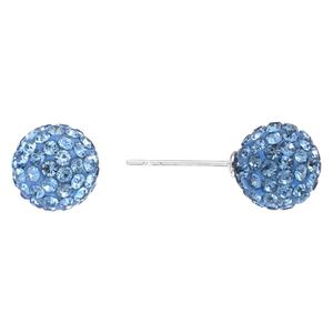 Athra Fine Silver Plated Light Blue Crystal Ball Stud Earrings