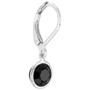 Athra Silver Plated 6mm Round Black Bezel Leverback Earrings alternate view