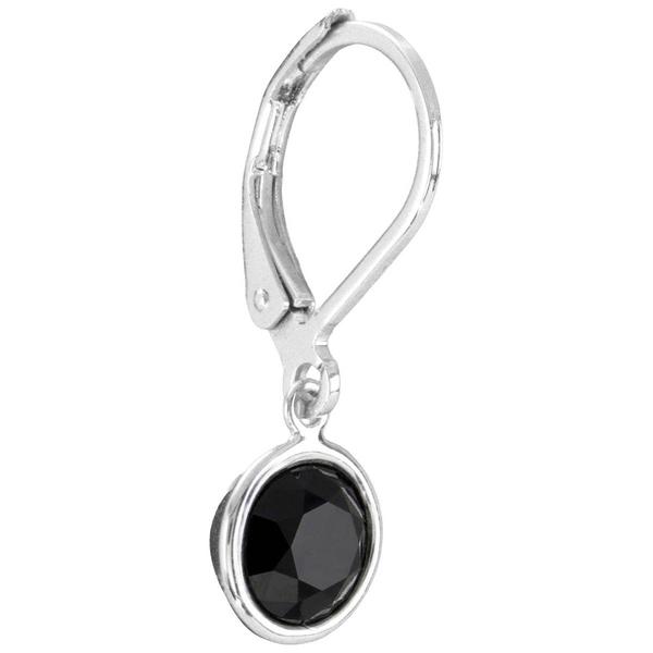 Athra Silver Plated 6mm Round Black Bezel Leverback Earrings alternate view