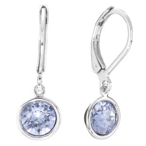 Athra Silver Plated & Purple Crystal Bezel Drop Earrings