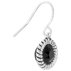 Athra Silver Plated 6mm Black Crystal Drop Earrings alternate view