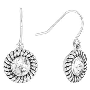 Athra 6mm Silver Plated Crystal Drop Earrings