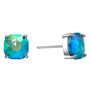 Athra Fine Silver-Plated 12mm Crystal Cushion-Cut Stud Earrings