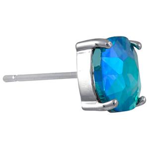 Athra Fine Silver-Plated 12mm Crystal Cushion-Cut Stud Earrings alternate view