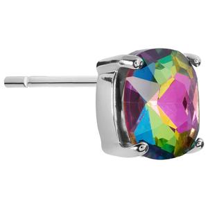 Athra Silver Plated Mystic Crystal Cushion-Cut Stud Earrings alternate view