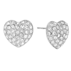 Athra Silver Plated Crystal Puffy Heart Stud Earrings