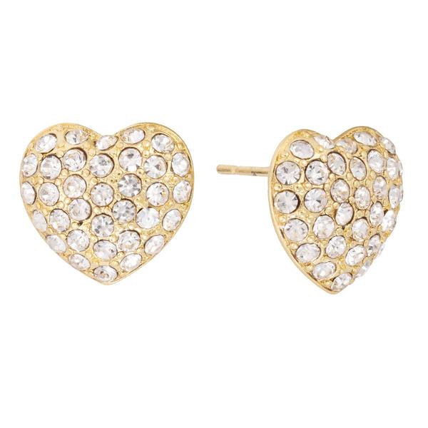 Athra 14kt. Gold over Brass Crystal Puffy Heart Stud Earrings