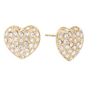 Athra 14kt. Gold over Brass Crystal Puffy Heart Stud Earrings