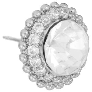 Athra Silver Plated Round Clear Crystal Halo Stud Earrings alternate view