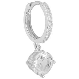 Athra 15mm Silver Plated Hoop Earrings with Crystal Drop alternate view