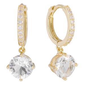 Athra 14kt. Gold over Brass 15mm Hoop Earrings with Crystal Drop