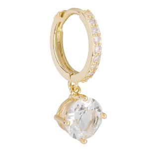 Athra 14kt. Gold over Brass 15mm Hoop Earrings with Crystal Drop alternate view