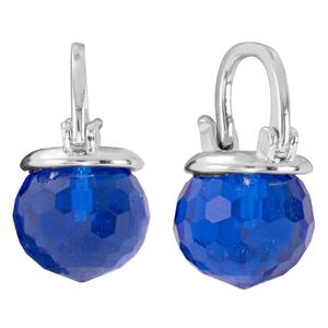 Athra Silver Plated 10mm Hoop Earrings with Blue Crystal Ball