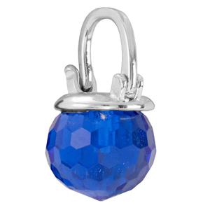 Athra Silver Plated 10mm Hoop Earrings with Blue Crystal Ball alternate view