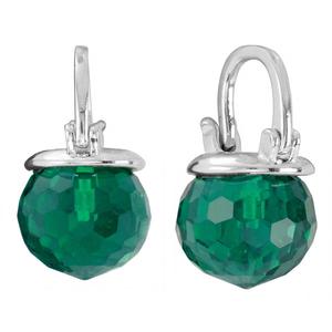 Athra Silver Plated 10mm Hoops with Green Crystal Balls