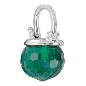 Athra Silver Plated 10mm Hoops with Green Crystal Balls alternate view