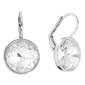 Athra Silver Plated Round Clear Crystal Drop Earrings