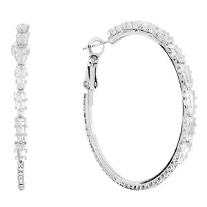 Athra 42mm Silver Plated & Crystal Hoop Earrings