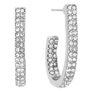 Athra 24mm Silver Plated Crystal J-Hoop Earrings