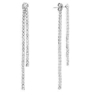 Athra Silver Plated Crystal Straight Drop Earrings