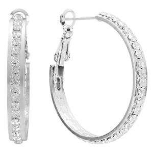 Athra 32mm Silver Plated Crystal Hoop Earrings