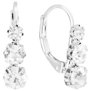 Athra Silver Plated with 3 Crystal Stones Huggie Hoop Earrings