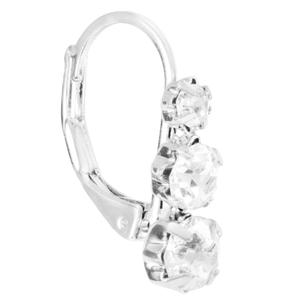 Athra Silver Plated with 3 Crystal Stones Huggie Hoop Earrings alternate view