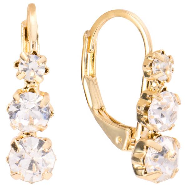 Athra 14kt. Gold Over Brass 3 Crystal Stones Huggie Hoop Earrings