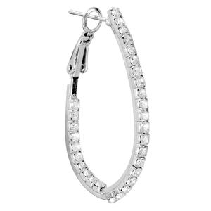 Athra 37mm Silver Plated Oval Crystal Hoop Earrings alternate view