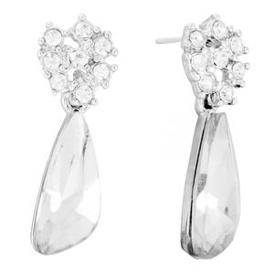 Athra Silver Plated & Clear Crystal Drop Earrings
