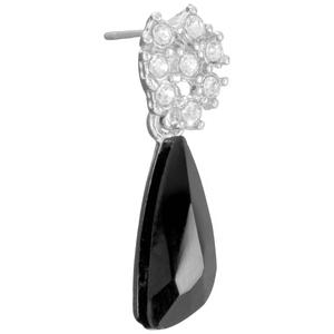 Athra Silver Plated & Black Crystal Drop Earrings alternate view