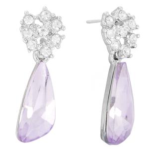 Athra Silver Plated & Violet Crystal Drop Earrings