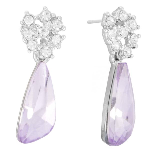 Athra Silver Plated & Violet Crystal Drop Earrings