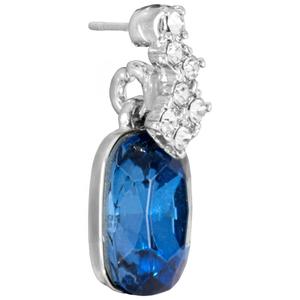 Athra Silver Plated & Dark Blue Crystal Drop Stud Earrings alternate view