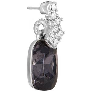 Athra Silver Plated Smokey Grey Crystal Drop Stud Earrings alternate view