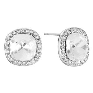 Athra Silver Plated Clear Crystal Stud Earrings