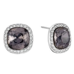 Athra Silver Plated & Smokey Grey Crystal Stud Earrings