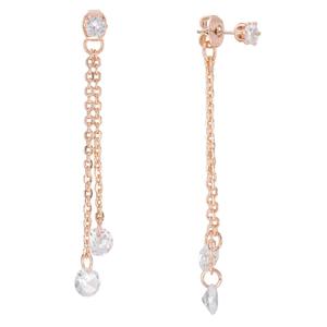 Athra Rose Gold over Brass Crystal Drop Earrings